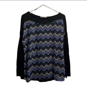 Femme By Tresics Women's Multicolor Chevron Pattern Blouse Size Med EUC #0096